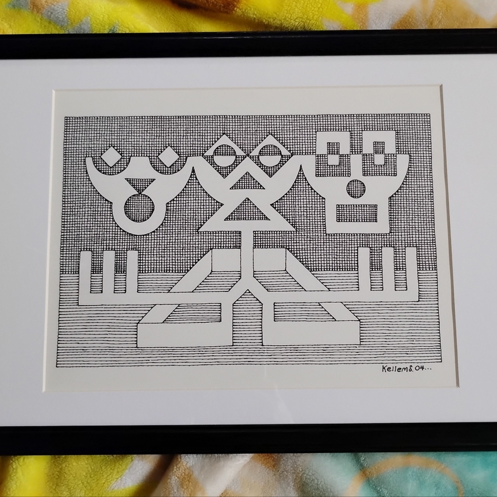Jerry Quinton Kellems Stylized Figural Ink Drawing 2004, 19.25" W x 13.25"